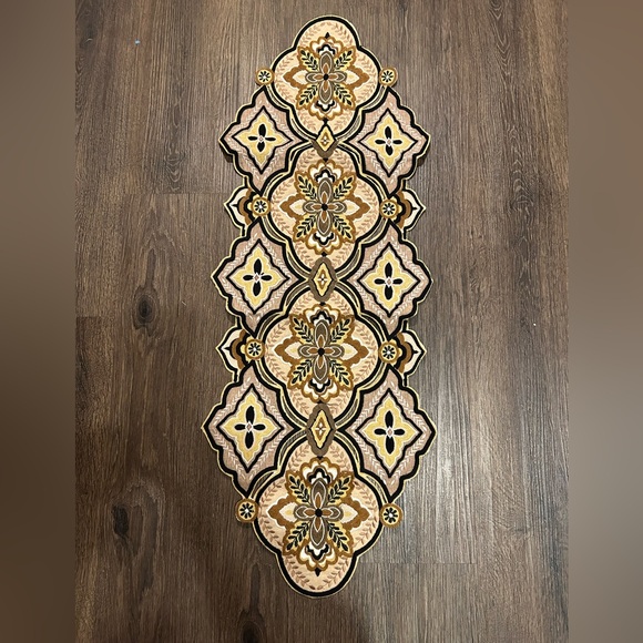 Keva Other - Keva Embroidered Elegant Brown Black Tan Floral Table Runner 36 by 14 Inches NWT